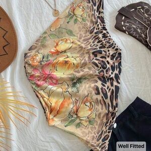 Floral Leopard Print Women's Top